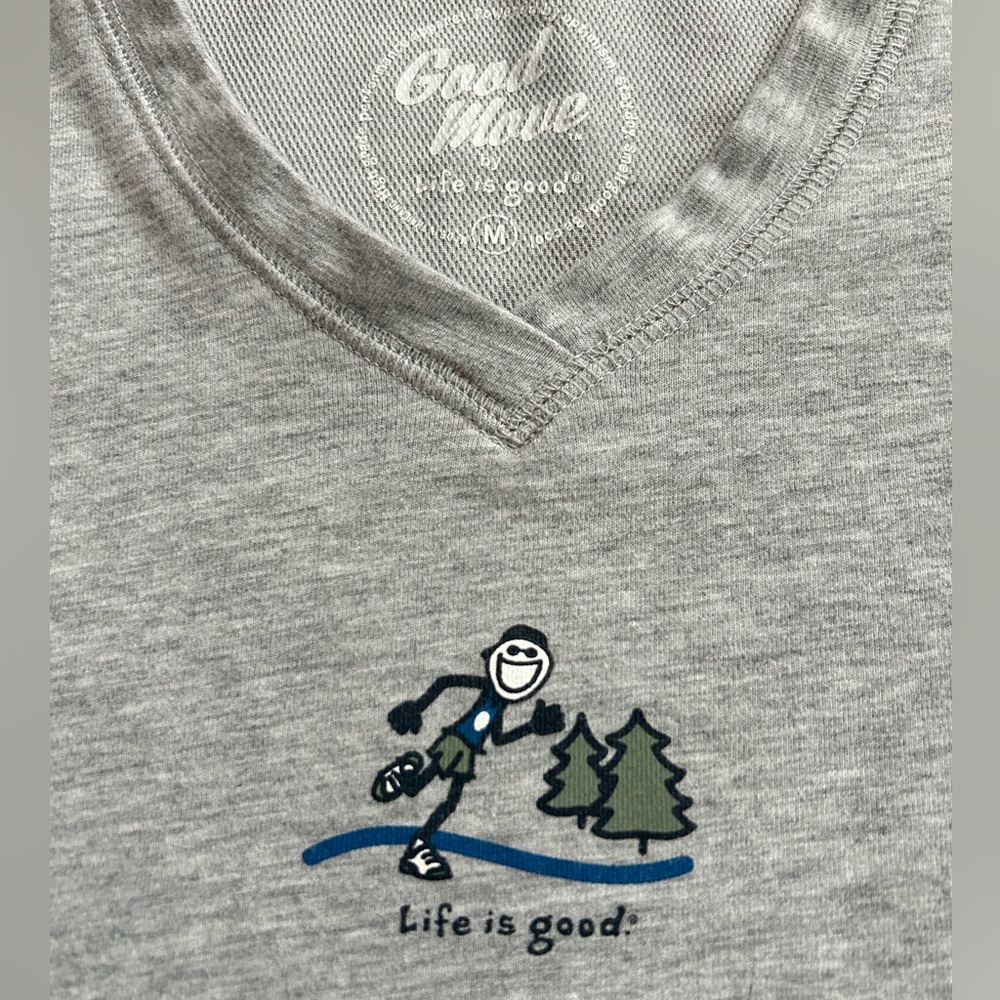 Gray Good Move Performance V-Neck Long sleeve shirt Life is Good size M Runner